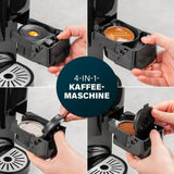 Princess 4 i 1 multikapsel espressomaskine - 1450 watt, kapsler, bælg, malet kaffe, BPA fri, 249450, 01.249450.01.001, sort, sølv