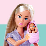 Simba Steffi Love Welcome Baby 29 cm Gravid Steffi 12-Pack Rollespilstilbehør Modedukke med 4 cm babydukkelegetøj til alderen 3+