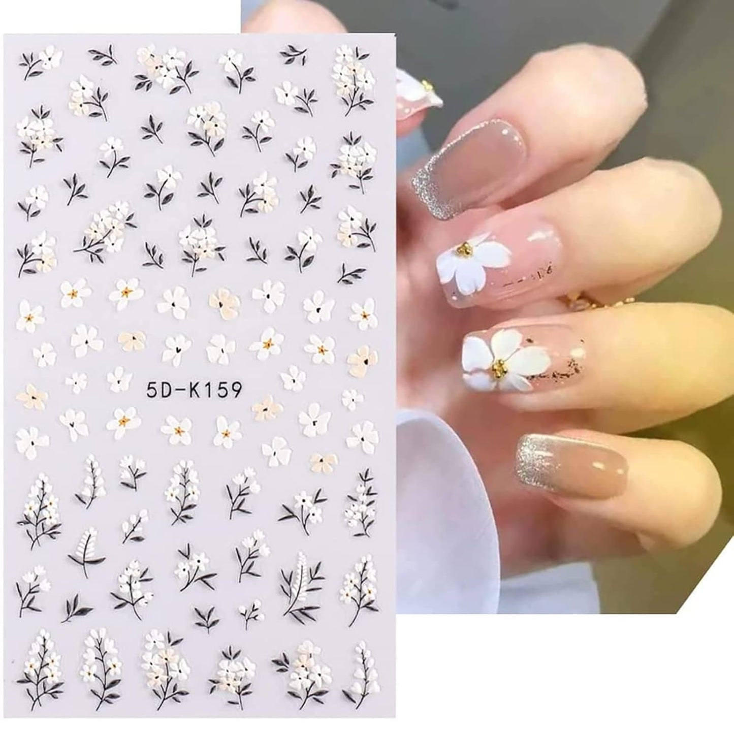 Nagelsticker Sæt Für Einzigartiges Nageldesign, 4 Blatt Frühlingsthemen Nail Art Tilbehør, Perfekt Für 3D Gel Nägel Og UV Gel Strips