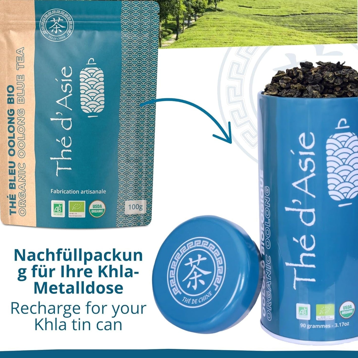 Khla - Økologisk Oolong Te 100 G - Blå te - Naturlig løs te - Økologisk asiatisk te - Løs og skåret - Urtete og infusionste - Fra Kina