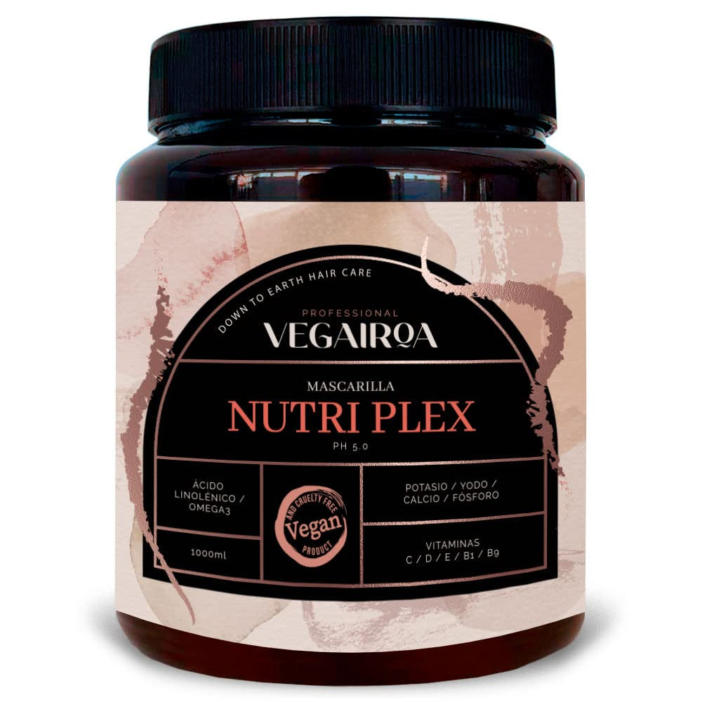 VEGAIROA - Nutri Plex Mask - Intensiv pleje - Dyb fugtgivende pleje - krusbeskyttelseseffekt - Til tørt hår - Professionelt vegansk stylingprodukt - 1000g Naty Shop hårmaske Standard titel
