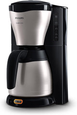 PHILIPS Café Gaia Filter Espressomaskine - Termokande i rustfrit stål, Anti-drypsystem, Intens Aroma, Auto-Off, 1300ml, Sort (HD7546/20)