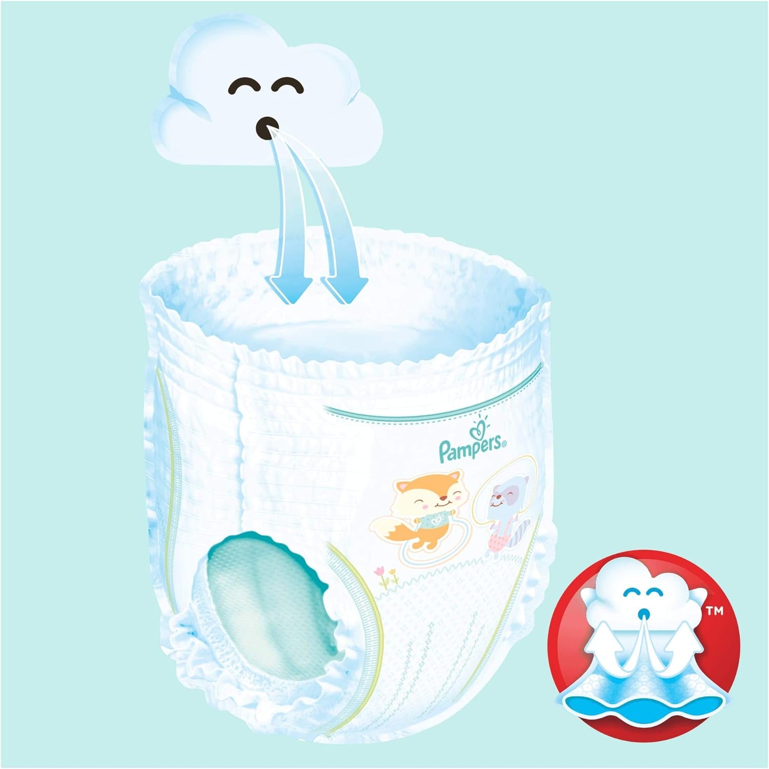 Pampers (gammel version), trusser, str. 4, 9 kg-15 kg, trepakning (1 x 88 bleer)