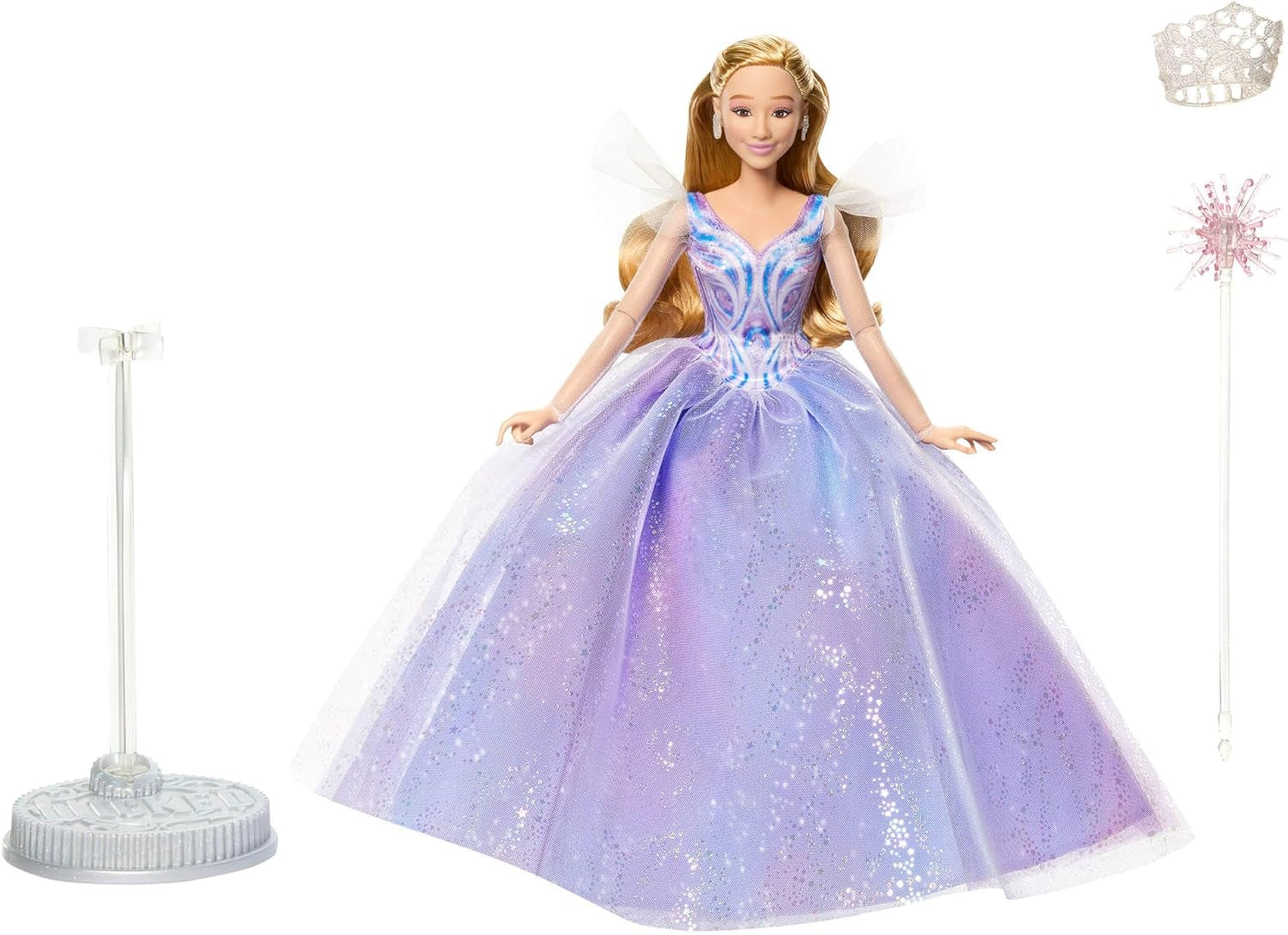 Mattel Wicked: Part 2 af Universal Pictures Glinda Deluxe Doll med aftageligt outfit og 3 tilbehør, inspireret af filmen, JFM13, [Multicolor]