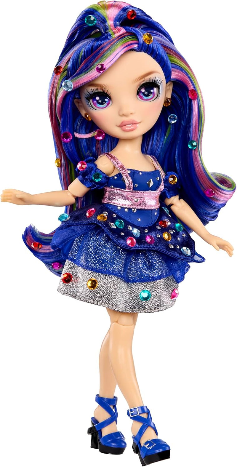 Rainbow High Be Dazzling - Genevieve Bleue - 28 cm blå modedukke med pynteværktøj, funklende ædelsten og stylingtilbehør