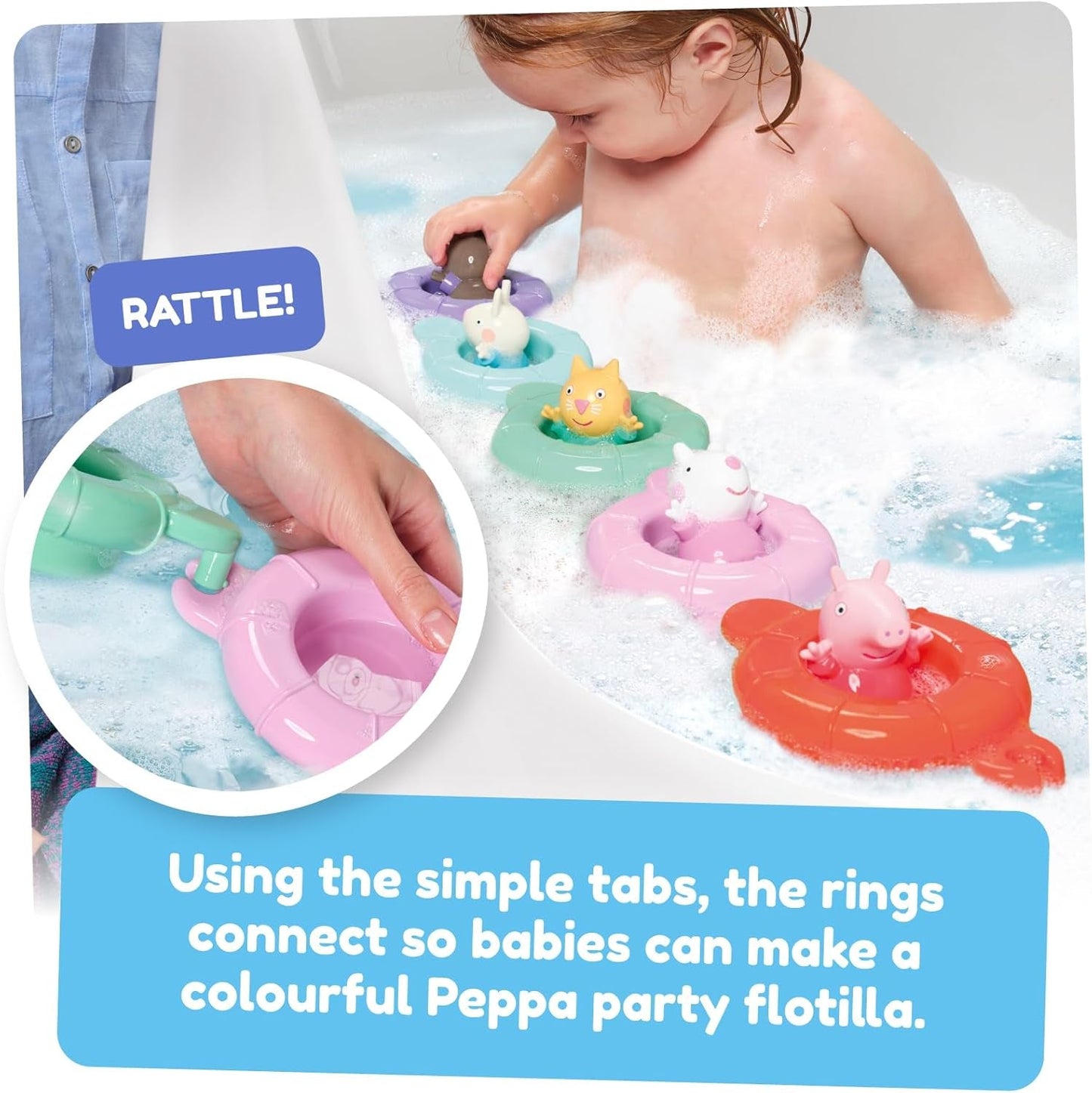 Tomy Toomies Peppa's Pool Party - 5 kopper med forbindelsesring med 5 legetøj til børn Peppa Pig & Friends Water Squirter - badelegetøj +18 måneder - Badelegetøj til børn og poollegetøj Bebe Toys Naty Shop