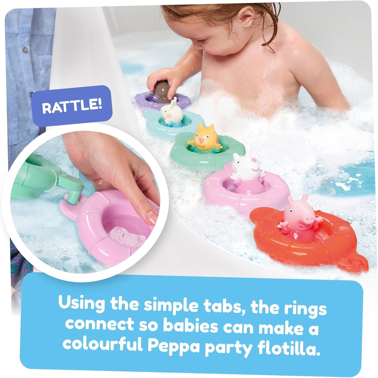 Tomy Toomies Peppa's Pool Party - 5 kopper med forbindelsesring med 5 legetøj til børn Peppa Pig & Friends Water Squirter - badelegetøj +18 måneder - Badelegetøj til børn og poollegetøj Bebe Toys Naty Shop