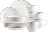 MÄSER Felise serie, elegant kaffestel til 6, tidløs, sort kant, porcelæn, hvid