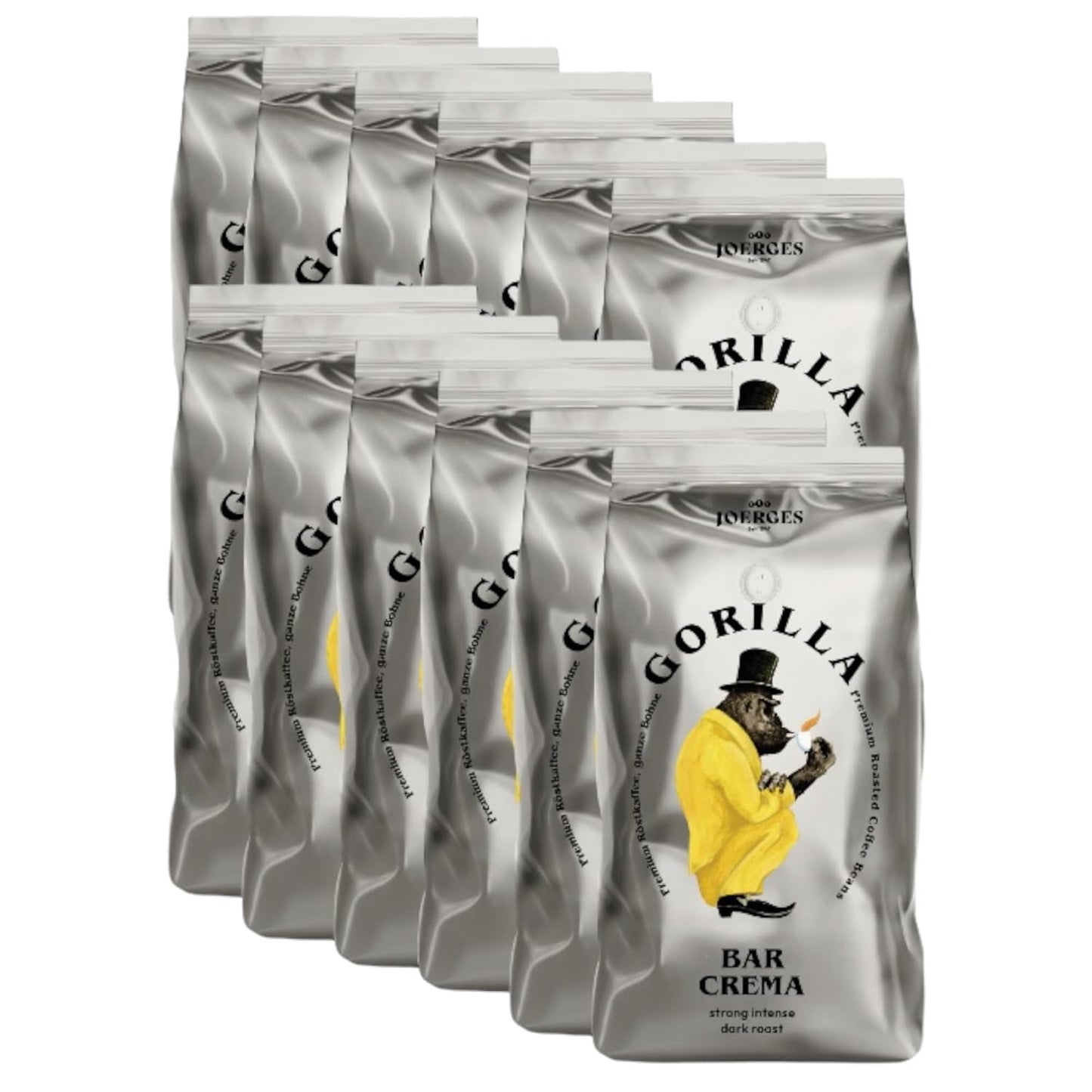 Gorilla Espresso Bar Crema kaffebønner - 12 pakker á 1000g hver