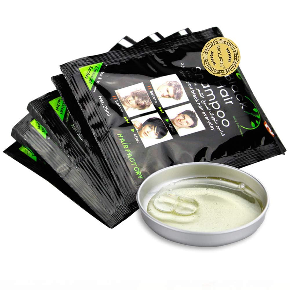 Naturlige ingredienser Instant Black Hair Dye Shampoo, Semi Permanent Black Hair Dye, Nem at bruge, Langtidsholdbar, Naturlige ingredienser (10 stykker, sort) Naty Shop Hair Dye