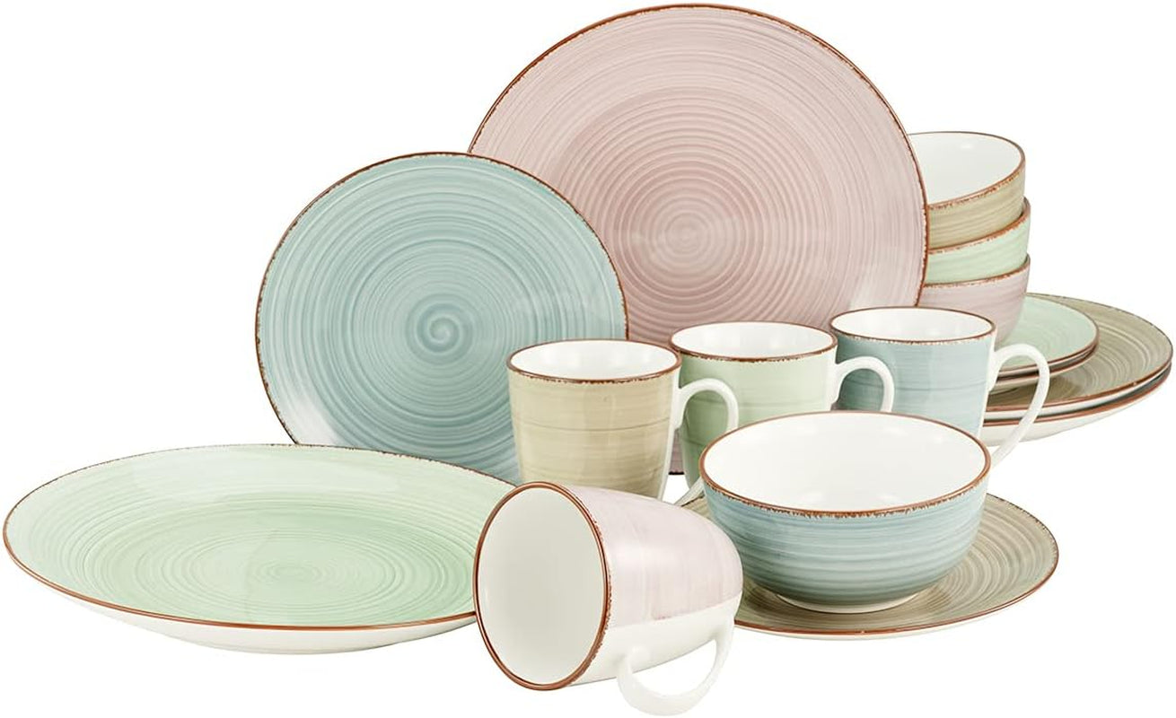 CreaTable, 22582, SAMBA-serien, 16-delt porcelænssæt til 4, Combo-service i porcelæn, Tåler opvaskemaskine og mikroovn, Kvalitetsfremstilling