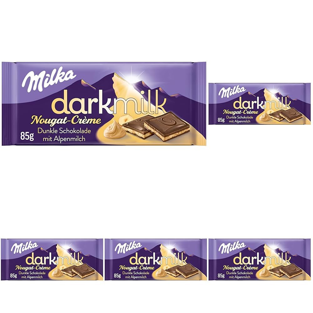 Milka Black Milk – Alpine sort chokolade med mælk og cremet nougatfyld – 85 g (pakke med 5)