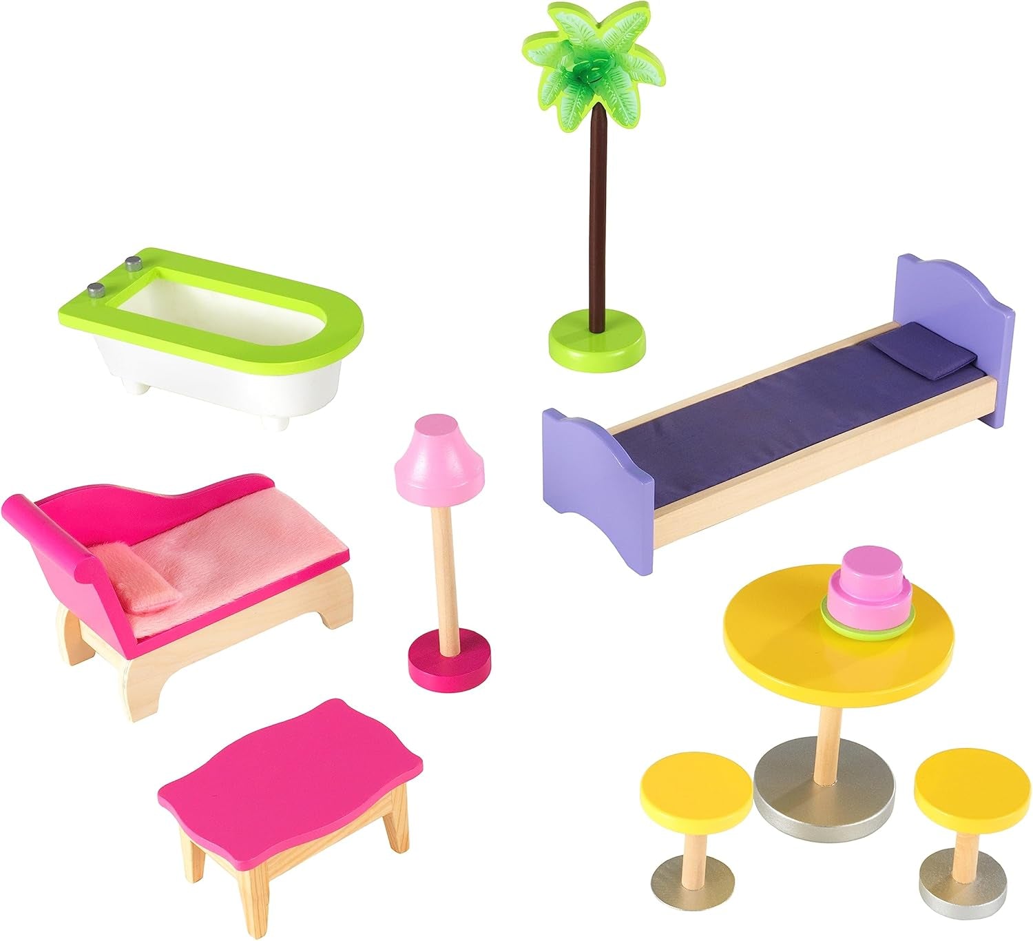 KidKraft Kayla trædukkehus med møbler og tilbehør, 3-lags legesæt til 30 cm dukke, legetøj fra 3 år og opefter, 65092 - eksklusivt på Amazon