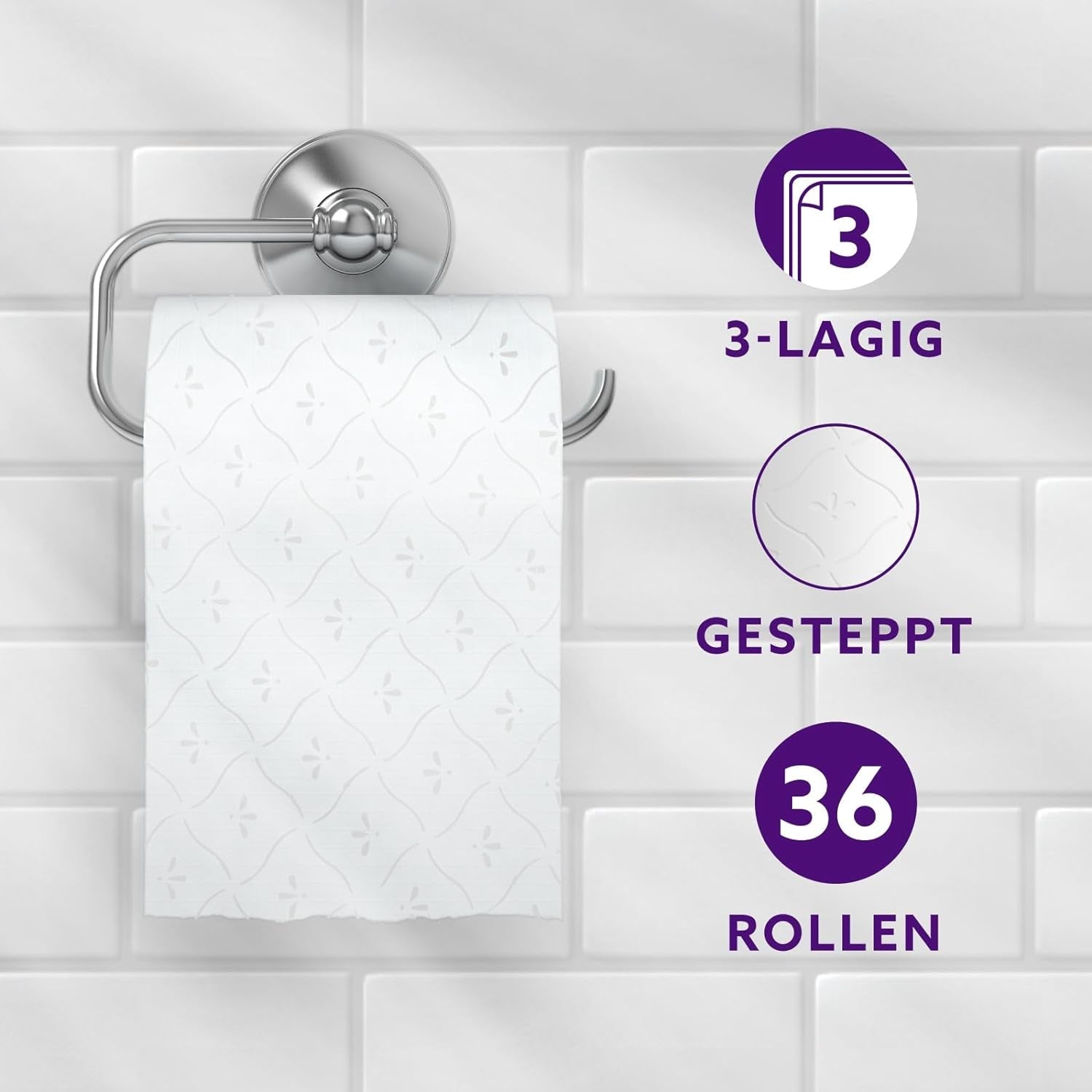 By Amazon toiletpapir, 3-lags quiltet, fløjlsblødt, 36 ruller (9 ruller, pakke med 4), 200 ark pr. rulle, Fsc-certificeret