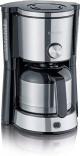 SEVERIN "TypeSwitch" espressomaskine med termokande, AromaSwitch til valg mellem 2 bryggeprofiler, kaffemaskine til op til 10 kopper, 1000W, børstet rustfrit stål-sort, KA 4845