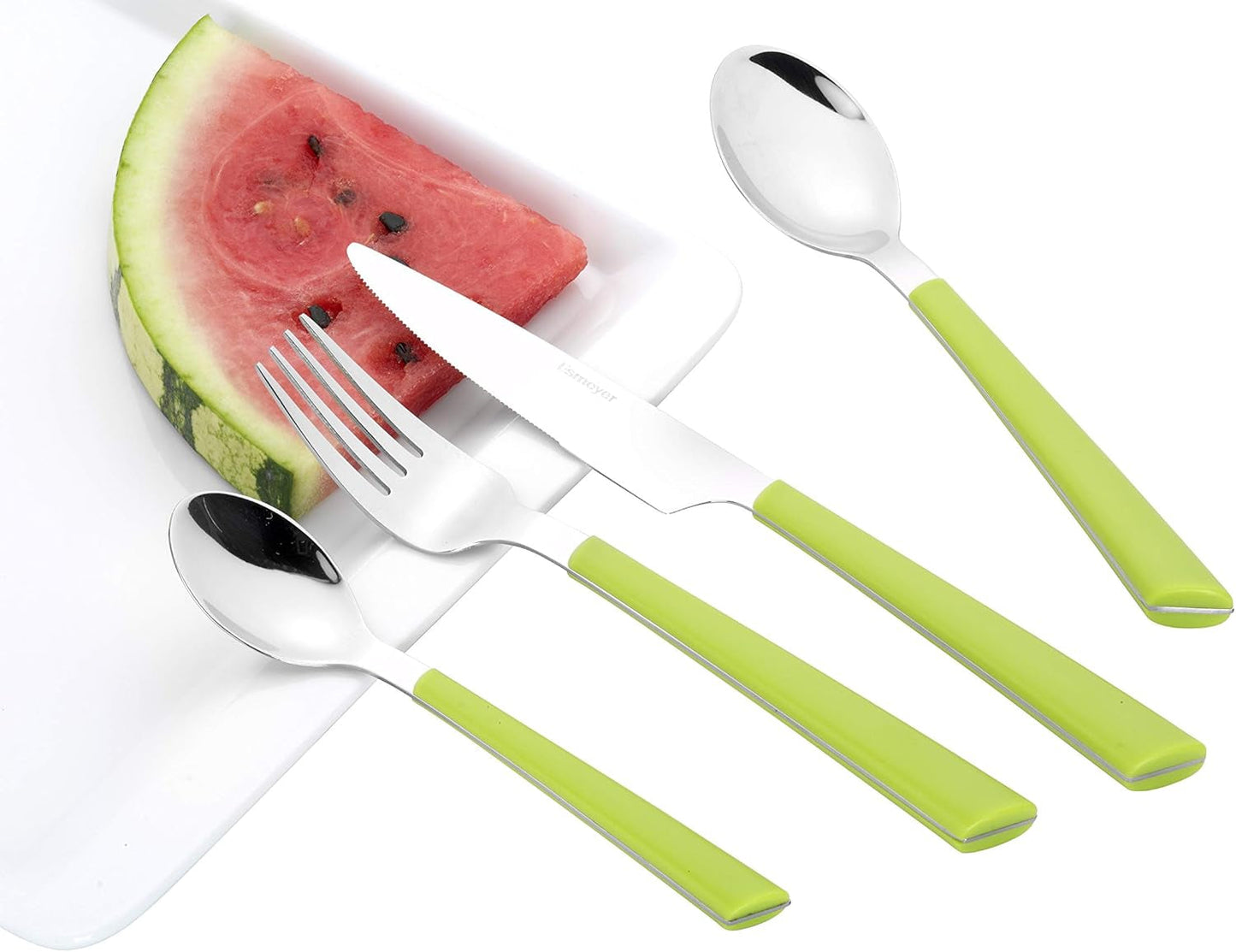 JANE bestik, poleret rustfrit stål 18/0, grønne plastikhåndtag, 24 stykker Kitchen Naty Shop