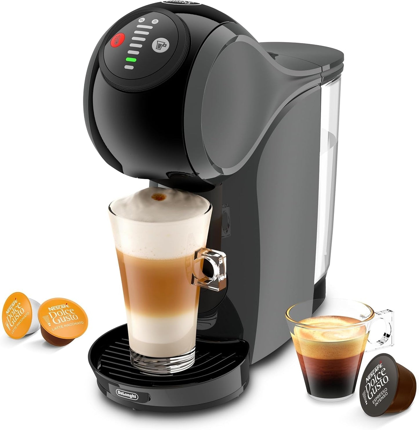 NESCAFÉ DOLCE GUSTO DeLonghi Dolce Gusto Genio S EDG226.A, Kapsel-espressomaskine inkl. 3 kapsler, kompakt design, justerbar drypbakke, 0,8 l, aftagelig vandtank, 1470 W, antracit