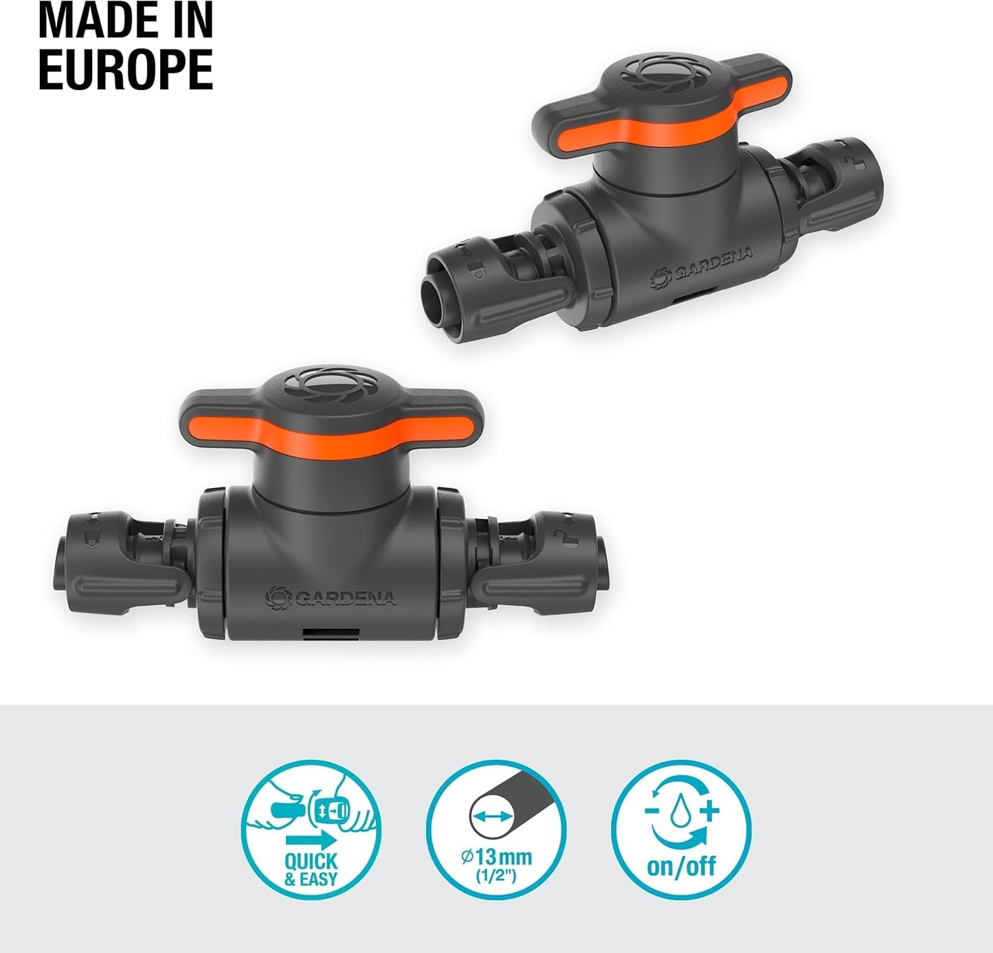 Gardena Micro-Drip-System regulerings- og afspærringsventil 13 mm (1/2 tomme): Enkel afspærring af rør og kontinuerlig regulering af vandgennemstrømning, tilbehør til udlægning af dryprør (13207-20)
