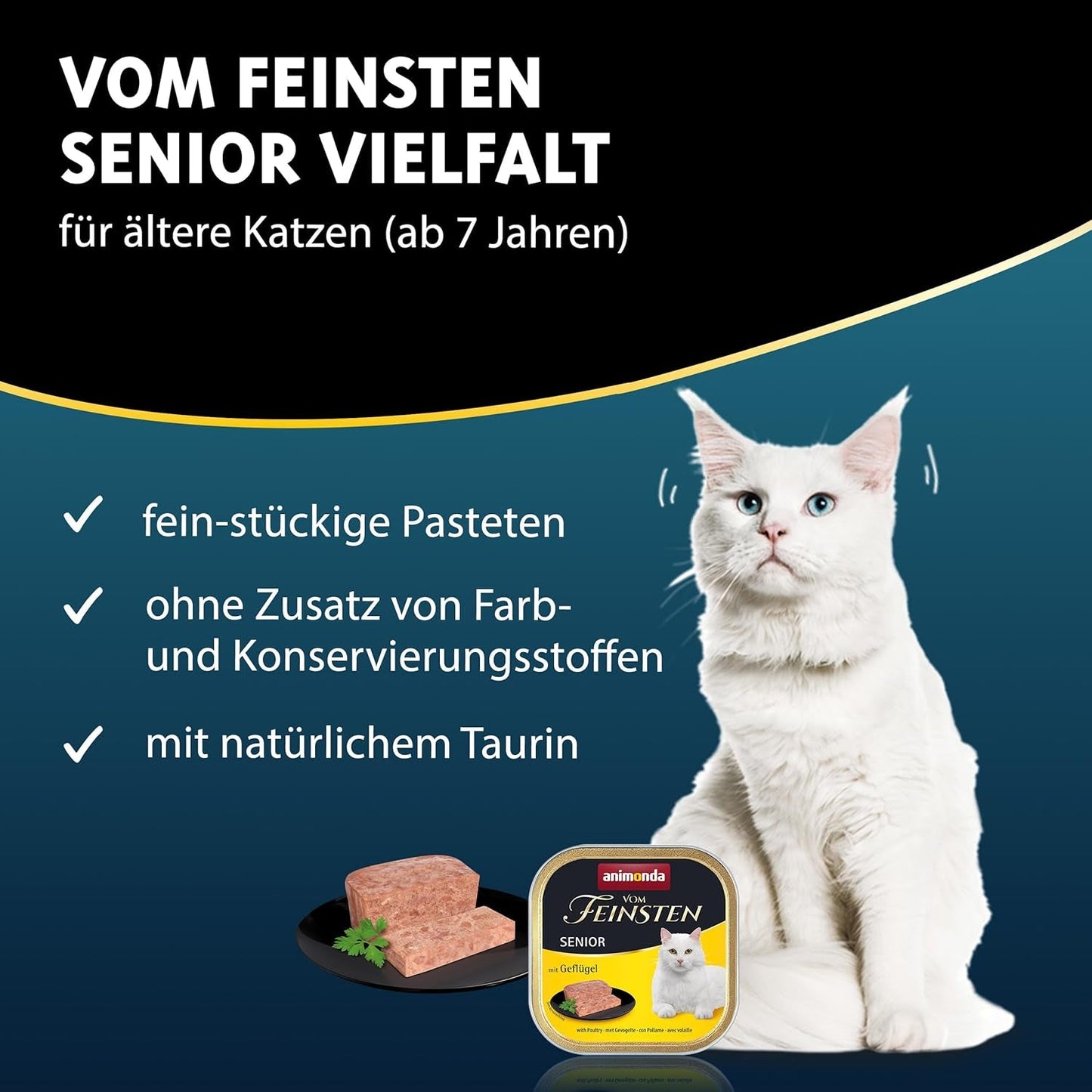animonda vom Feinsten Senior, vådfoder til ældre katte fra 7 år, sort til ældre katte, 32 x 100 g