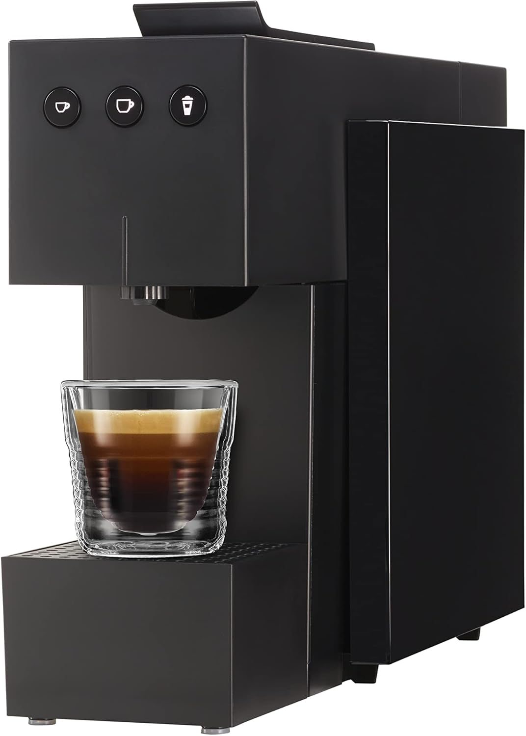 Espressomaskine med K-FEE SQUARE kapsler til kaffe, te og kakao | Kompakt espresso | Hurtig opvarmning | 0,8 l vandtank | 19 takter | Klaver sort