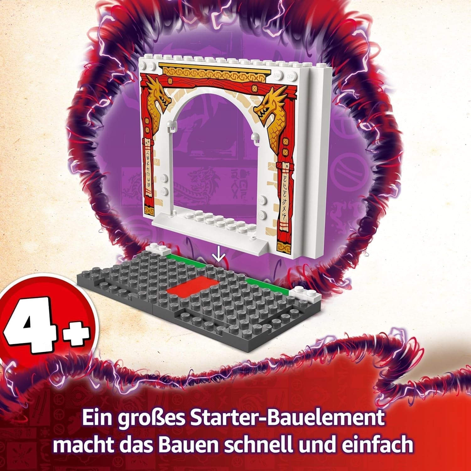 LEGO NINJAGO Spinjitzu Ninja Temple - Legesæt med 4 minifigurer og 1 dragefigur - Byggesæt - Jule- eller fødselsdagsgave til drenge og piger fra 4 år 71831 Byggesæt Besuche den LEGO-Store