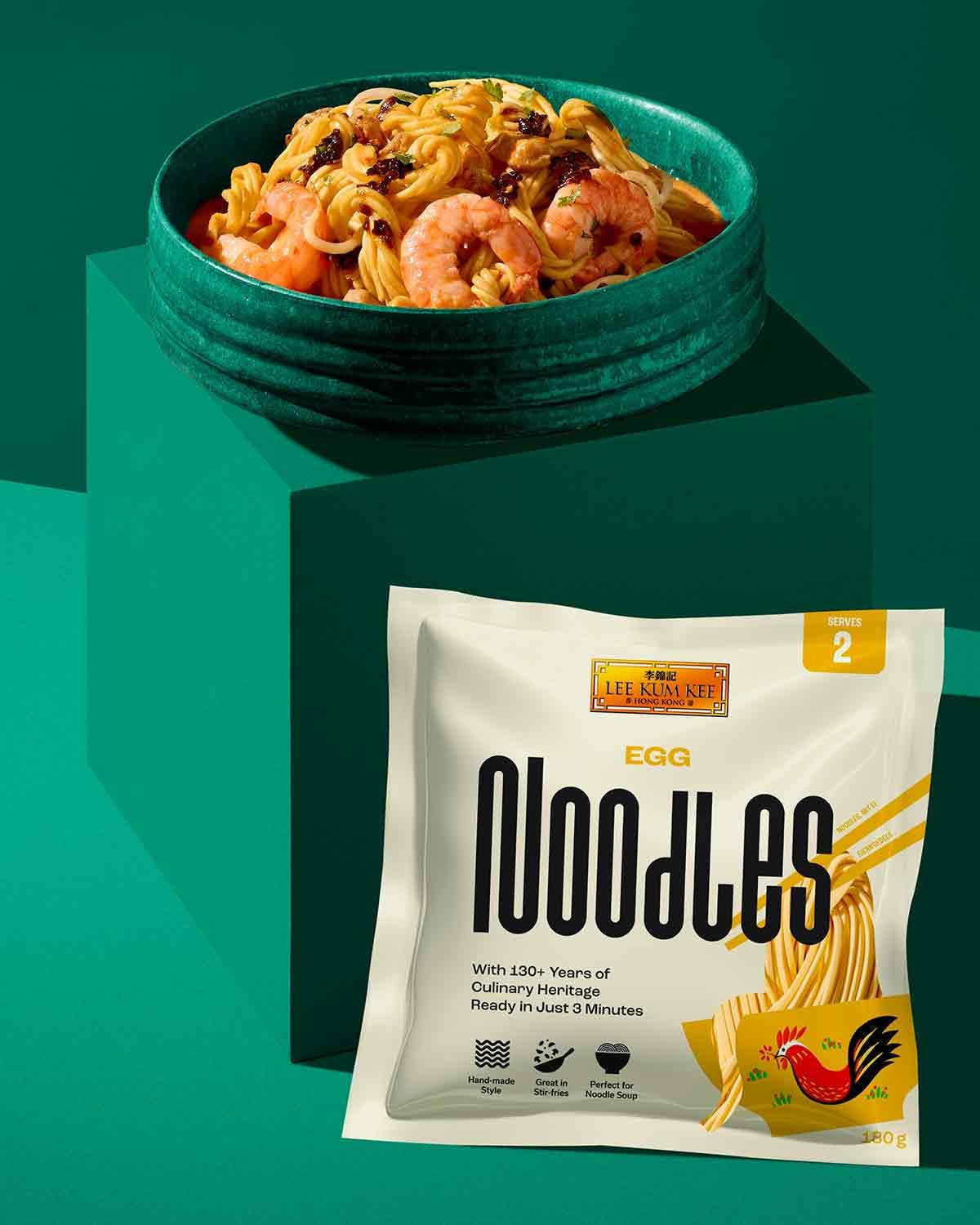 LEE KUM KEE ægnudler - asiatiske ægnudler, klassikerne til wokretter og supper, halvtørre nudler, klar på 3 minutter, to portioner pr. pakke, 6 x 180g multipak