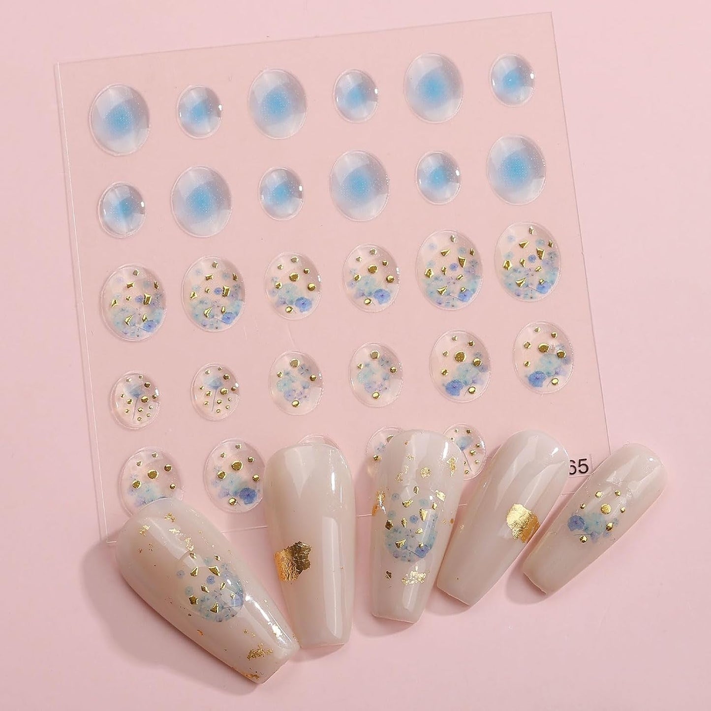 JMEOWIO 6 Blatt 3D Nagelsticker Goldene Unregelmäßige Geometrisk Nail Art Sticker Selbstklebend Nagelaufkleber 5D Stereoskopisk Dekoration Nageldesign Zubehör