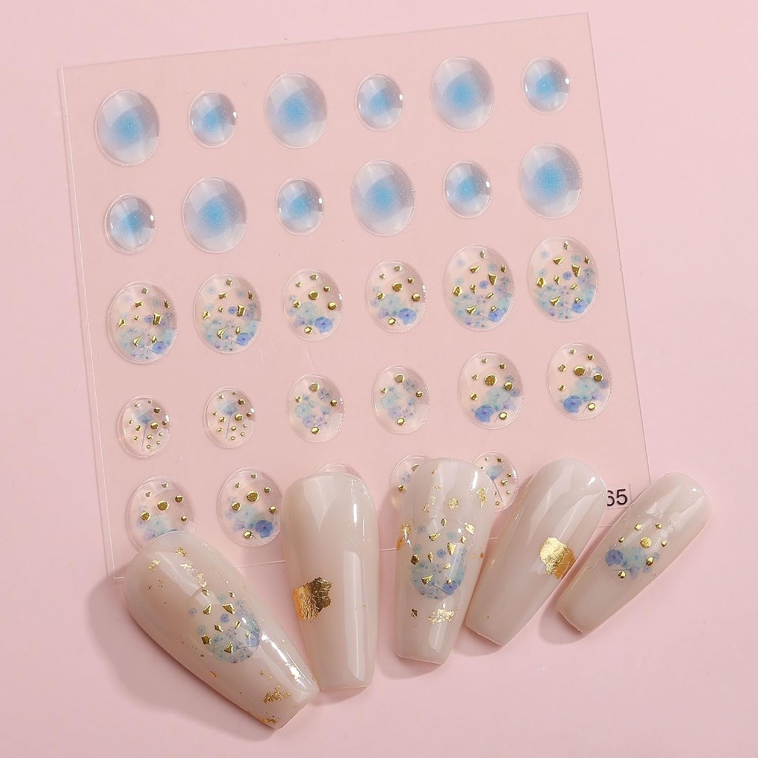 JMEOWIO 6 Blatt 3D Nagelsticker Goldene Unregelmäßige Geometrisk Nail Art Sticker Selbstklebend Nagelaufkleber 5D Stereoskopisk Dekoration Nageldesign Zubehör