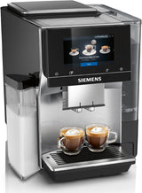 Siemens EQ700 fuldautomatisk espressomaskine, stor TFT-farveskærm, 36 varme og kolde drikke, koldbryg, 2 kops funktion, app kontrol, automatisk rengøringssystem, sort rustfrit stål, TQ717D03