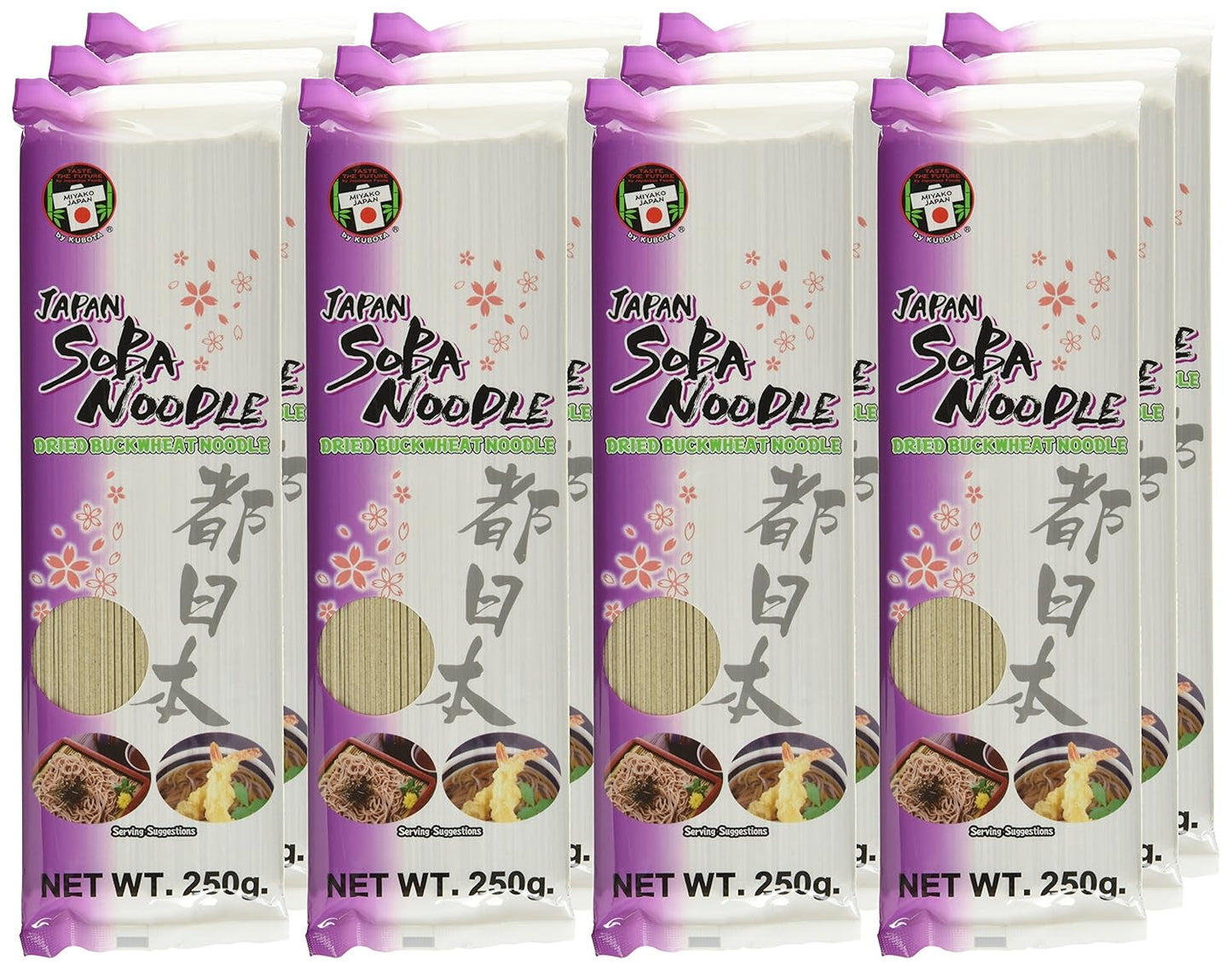 Miyako boghvede nudler, tørre (Soba), pakke med 12 (12 x 250 g)
