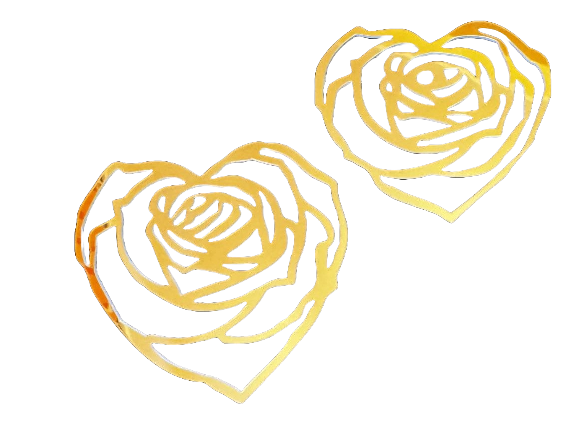 Sæt med 2 ikke-spiselige dekorationer, akryl, Rose hearts Naty Shop