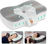 Elviros Memory Foam Ortopædisk pude Nakkesmertepude Sovepude Ergonomisk nakkepude Nakkestøttepude Anti-snorkepude til sidesover Mavesover Hvide cervikale ortopædiske puder Naty Shop Grå 60 X 38,6 X 9,9/13,5 Cm
