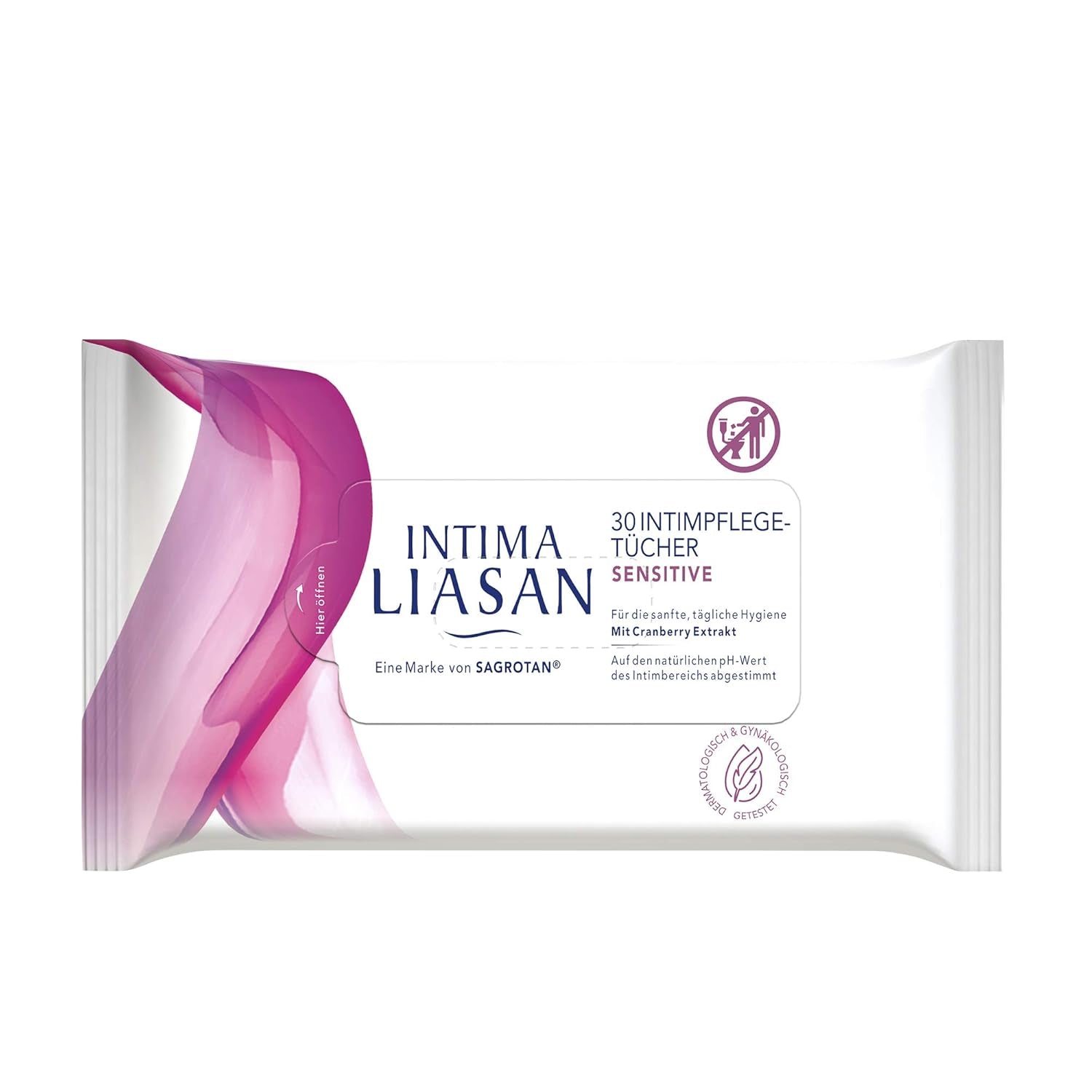 Intima Liasan by Sagrotan Sensitive intimplejeservietter, sæbe- og alkoholfri, 30 stk (pakke med 5)