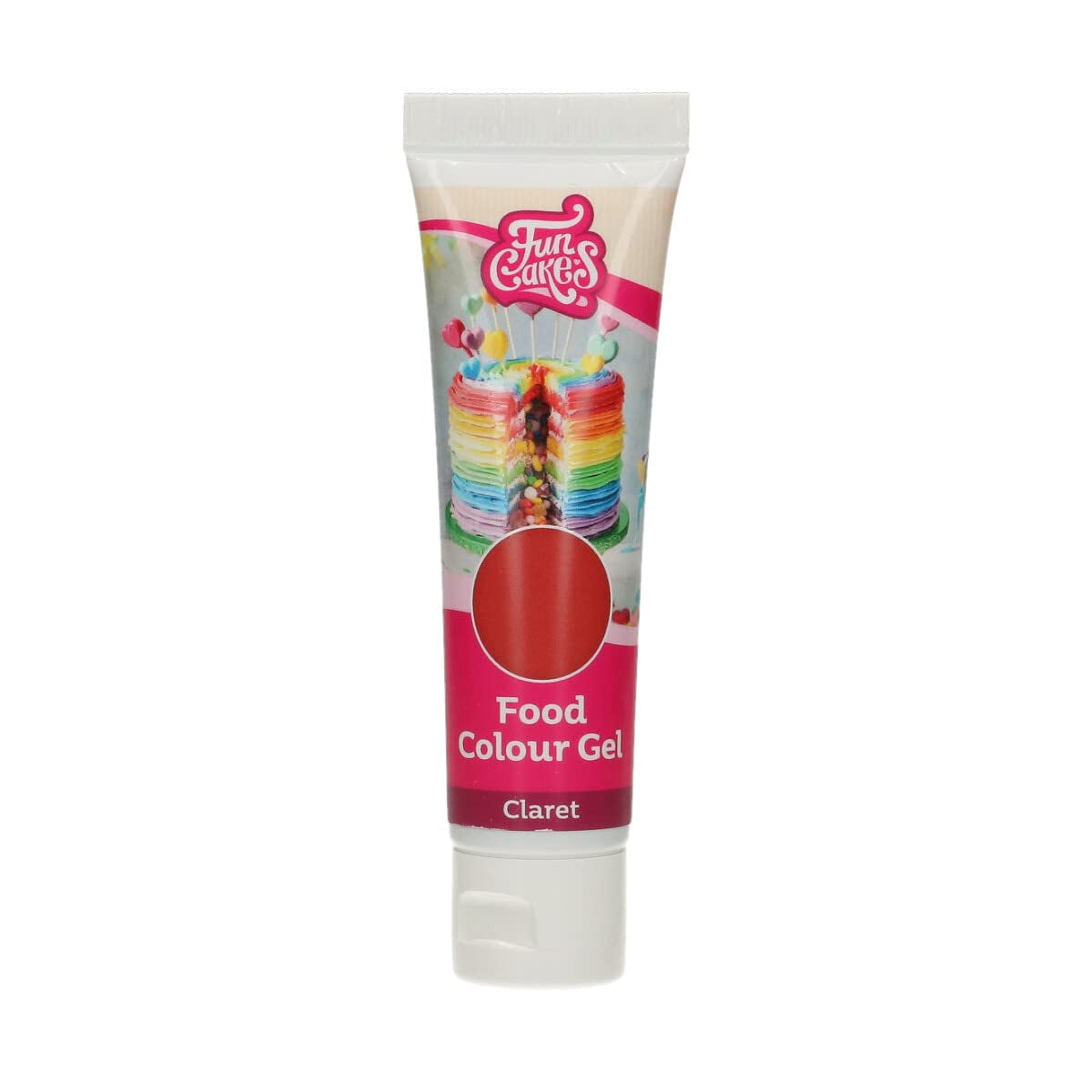 Funcakes Food Color Gel Claret: Højkoncentreret madfarve til dej, creme, fondant og marcipan. Nem dosering. Enkelt dråbe for at skabe levende farver. Halal. 30 g.