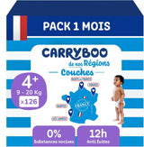 - Bleer størrelse 4+ (9-20 kg) - sunde og meget absorberende - 12 timers lækagesikrede - ingen uønskede stoffer - fremstillet i Frankrig - overkommelig pris - 126 engangsbleer