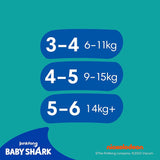 Pampers Splashers Baby Shark Limited Edition engangsbadebleer 4-5, 11, 9 kg-15 kg, for sikker beskyttelse i vandet