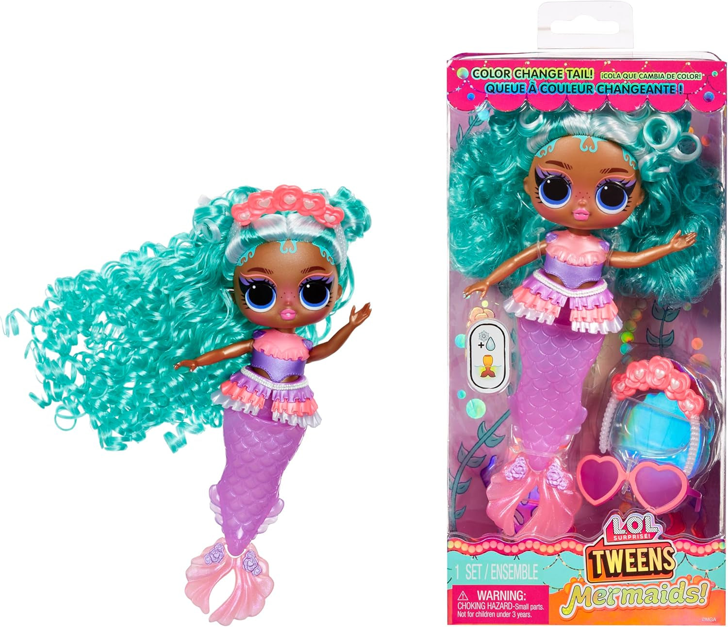 L.O.L. Overraskelse! Tweens - Mermaid Lola Waves - modedukke med farveskiftende hale, bevægelig finne og smukt tilbehør - legetøj til børn og samlere fra 4 år Naty Shop Serena Finn Dolls