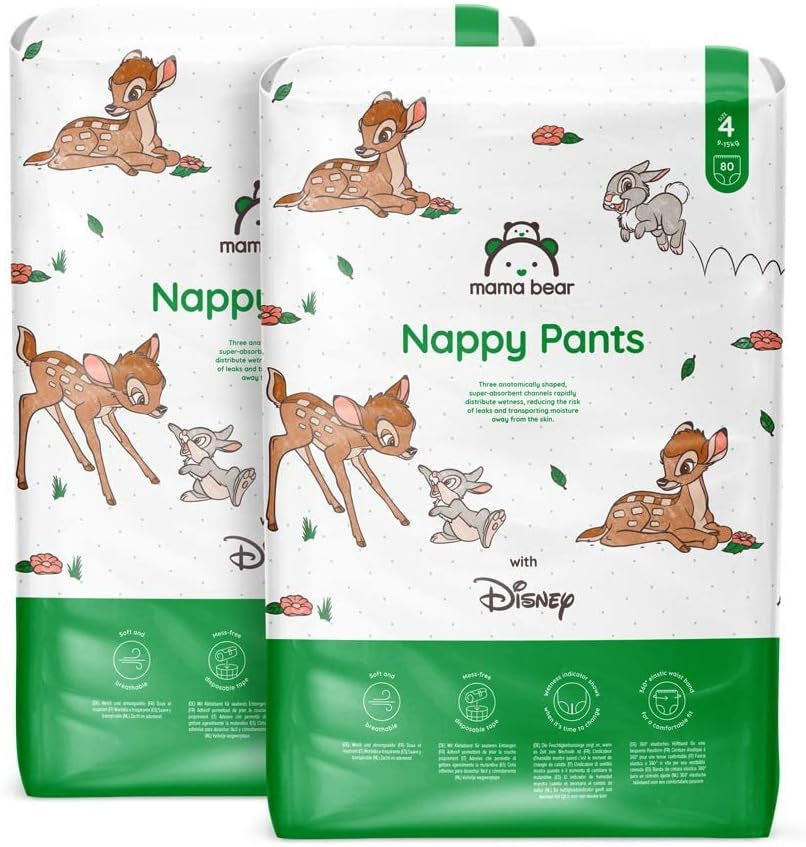 Amazon-mærke: Mama Bear Disney-bleer, størrelse 5 (12-17 kg) - Månedlig æske, hvid, 140 stykker (2 pakker af 70)