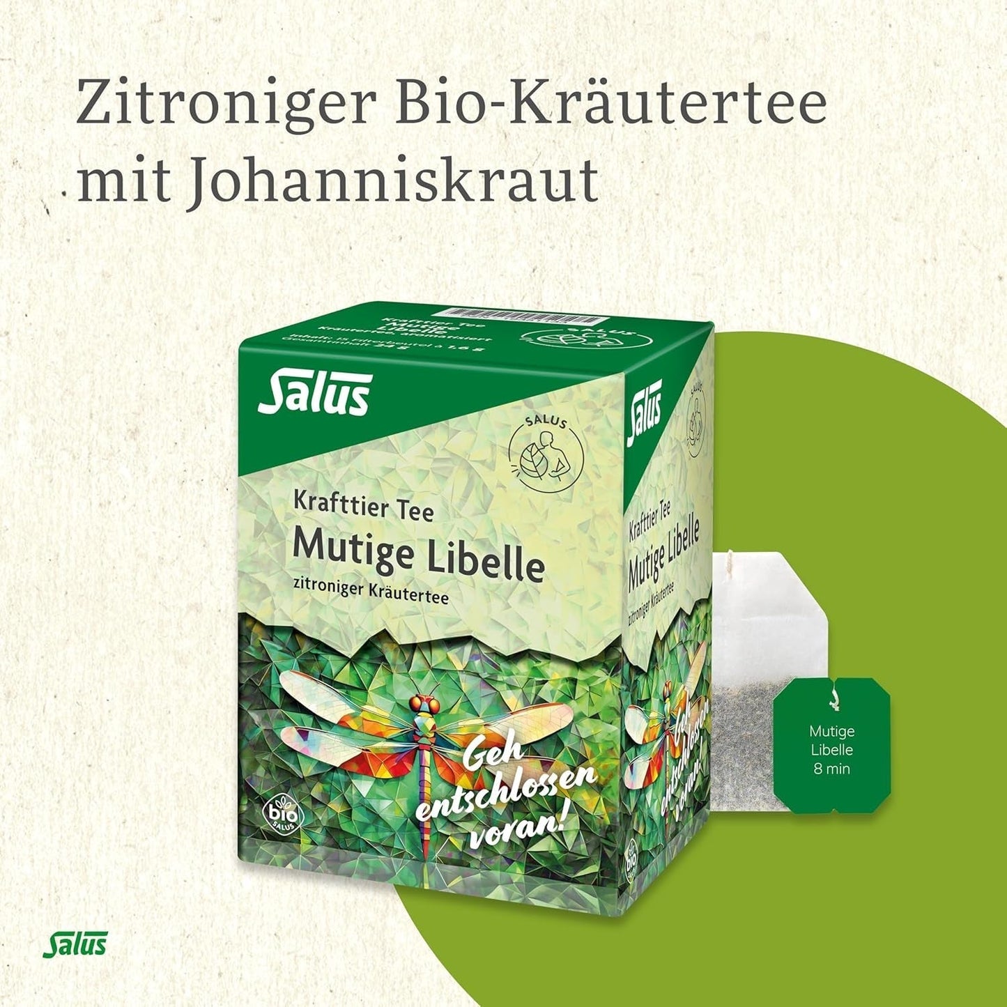 Salus - Krafttier Tea - Brave Dragonfly - 1X 15 filterposer (24g) - Urtete med citronsmag - Med perikon - Smag - Bio