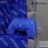 Character World: Officielt licenseret Playstation-controller-formet pude, håndsætdesign, fyldt plyspude | Perfekt til soveværelse eller legeindretning, blå Naty Shop standard puder