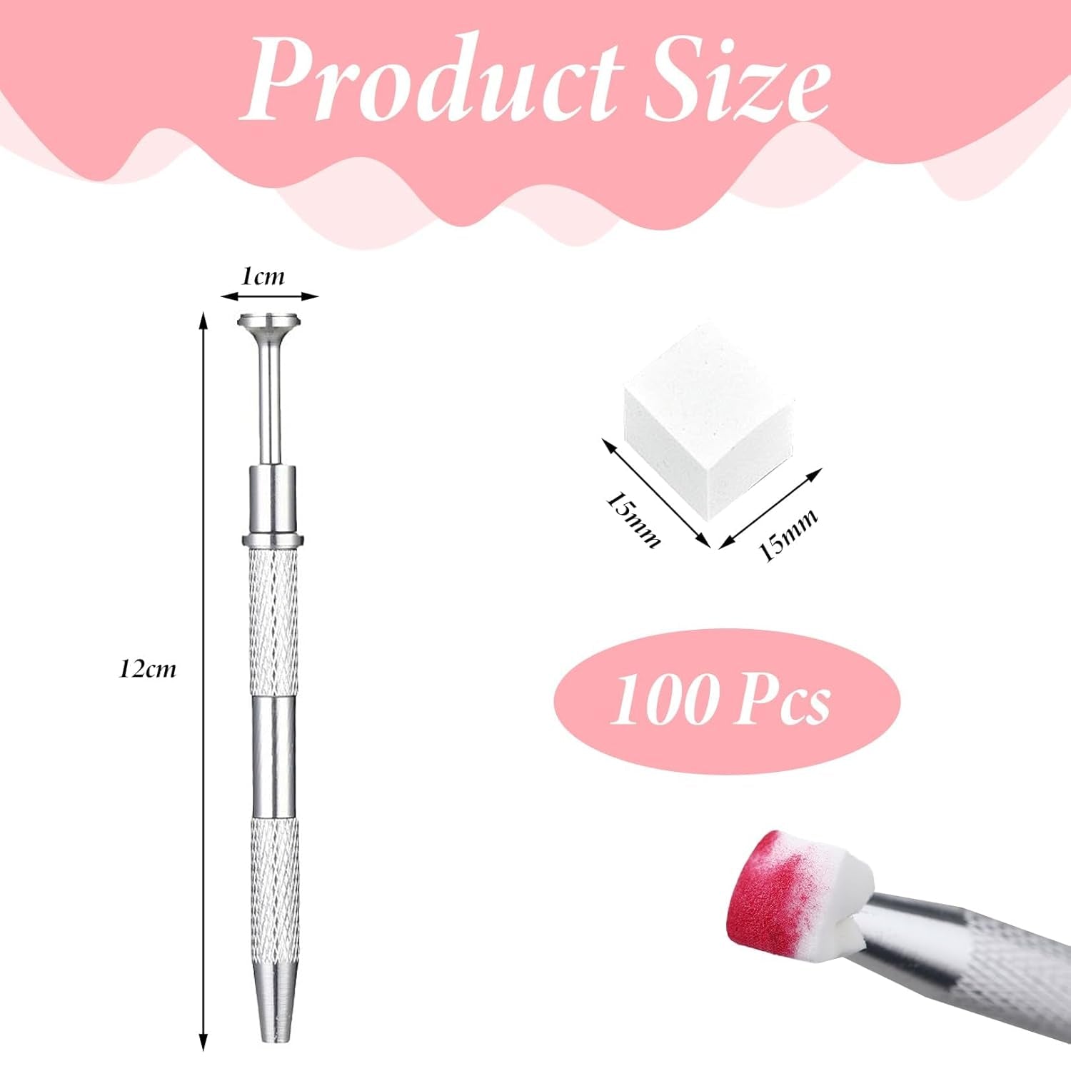 100 Stück Nail Art Schwamm Mit Piercing Zange,Nail Art Tilbehør Schwamm Mit Piercing Kugel Aufdreher,Sponge Brush Applikator,Nagelkunst-Rendering-Werkzeuge,Für Gradient Nail Art Patterns Erstellen.