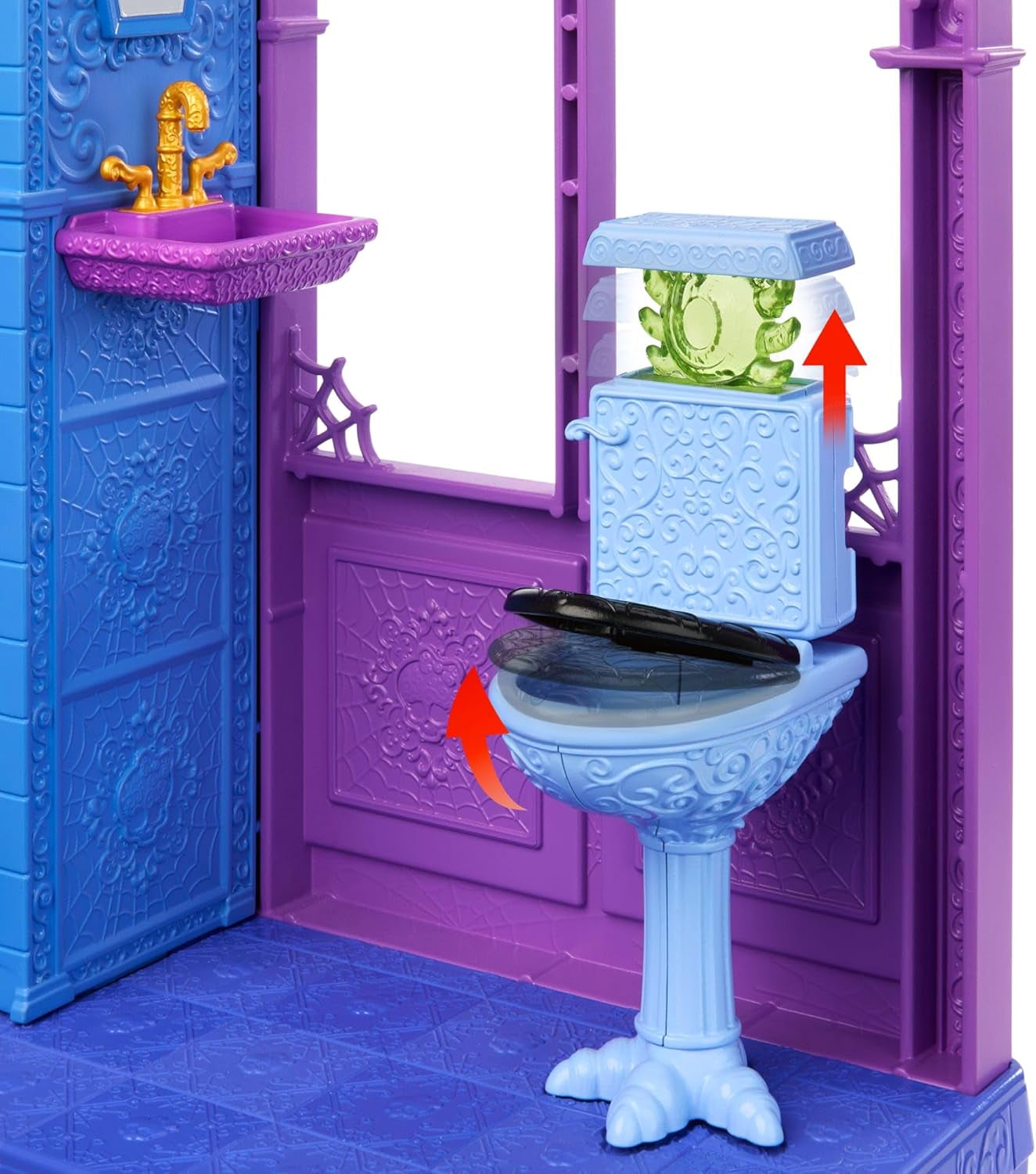 Monster High Buh-tique Hotel Dukkehus, sammenfoldeligt legesæt med skræmmende overraskelser i hvert værelse og 13+ legesæt, inklusive møbler og tilbehør, JBF16
