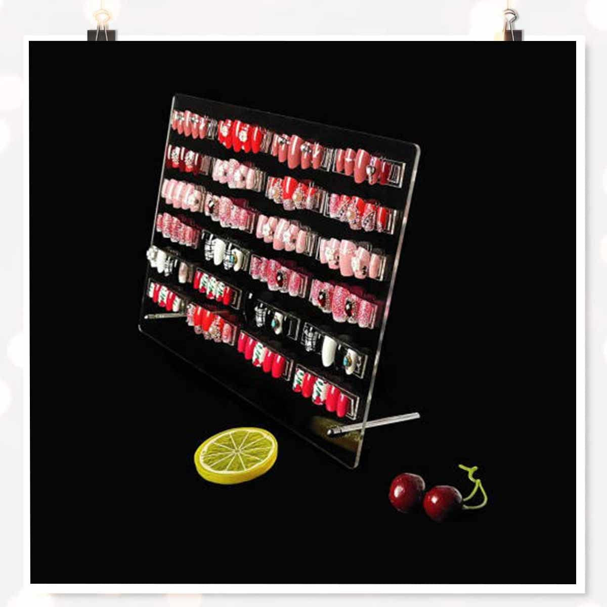 Akrylglas negledisplaypanel med displaystrimler og nanoklæbemiddel, neglespidsdisplay, transparent neglekunstfarvekort, neglekunstdisplay, negletræningsdisplay (gennemsigtig)