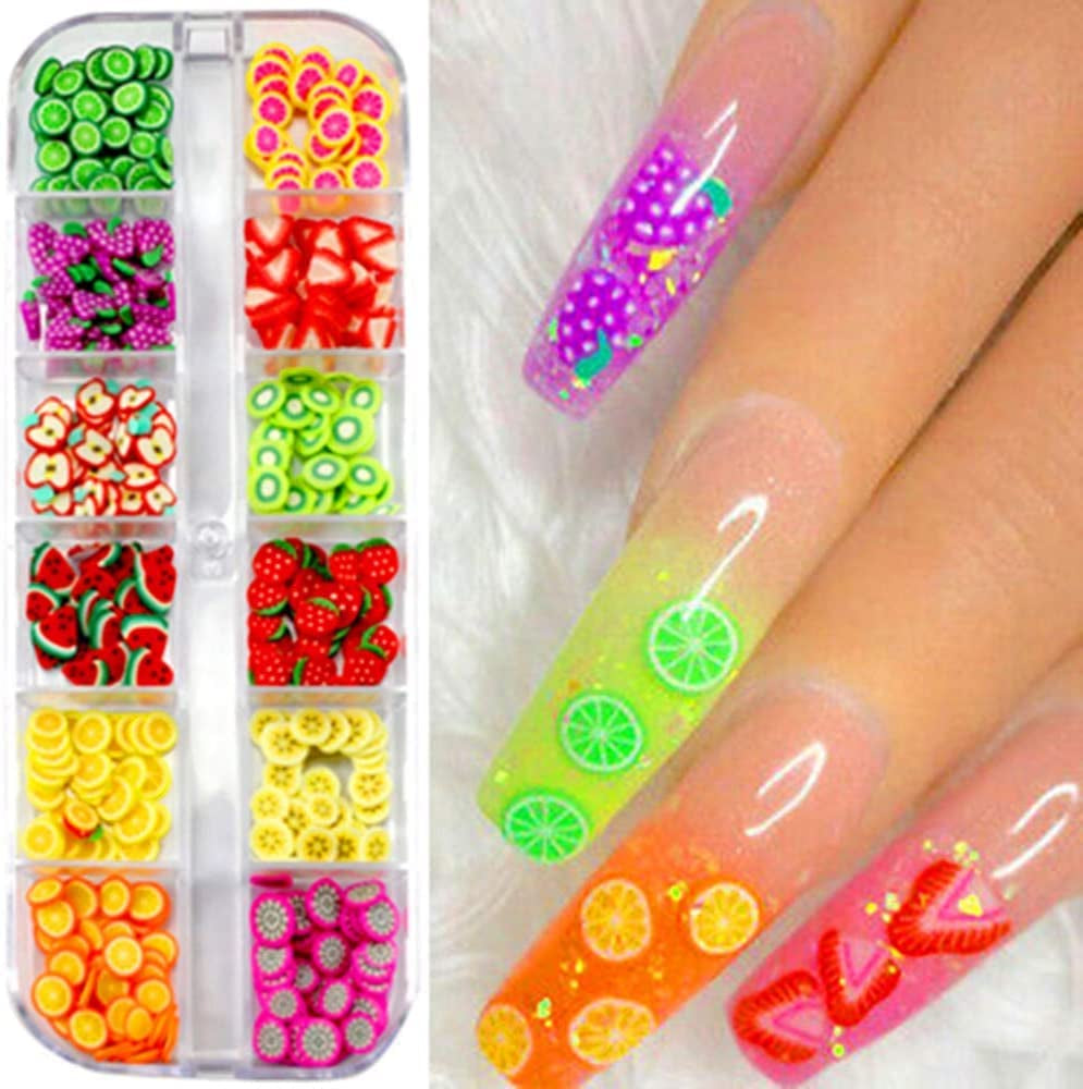 4 Sæt Nagel Obst Scheiben, Basicon Niedliche Obst Polymer Scheiben Obst Scheibe Nail Nagel 3D Obstscheibe Nail Art Slice Für DIY Liefert Maniküre Dekoration Schleim Zubehör Nageldekorationen, 4 Stile