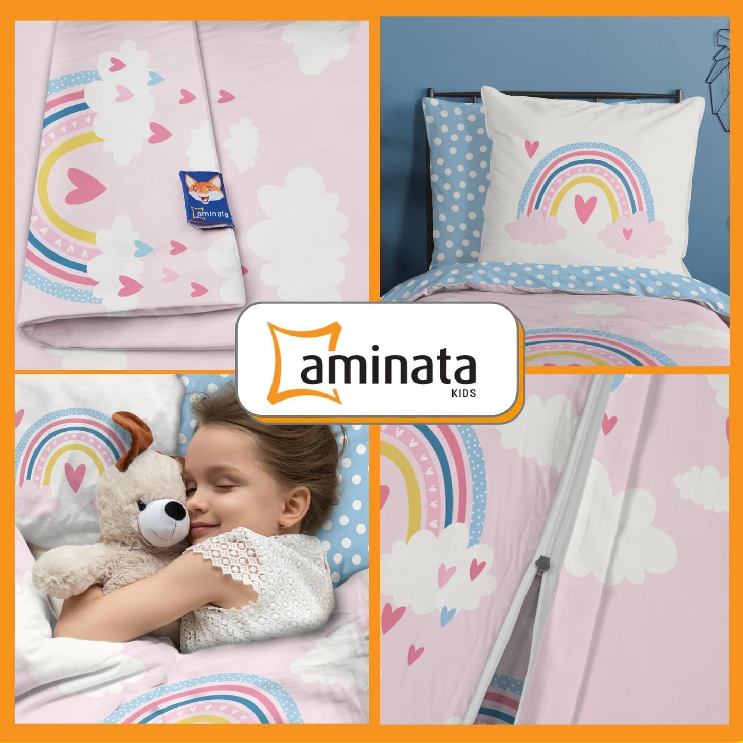 Aminata Kids sengetøj til børn, regnbue, vendbart Sengetøj - børn Naty Shop