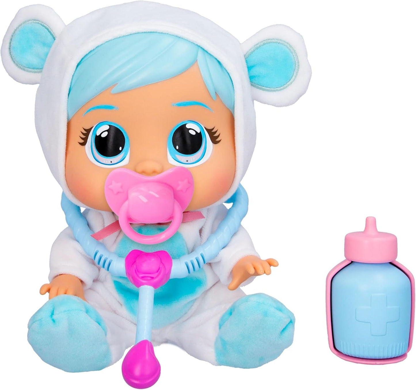 Cry Babies Loving Care Kristal Doll, Kristal Loving Care Baby Doll med 3 tilbehør til lægeleg, sygepleje, Crying with Real Tears, Legetøj i 18 måneder baby