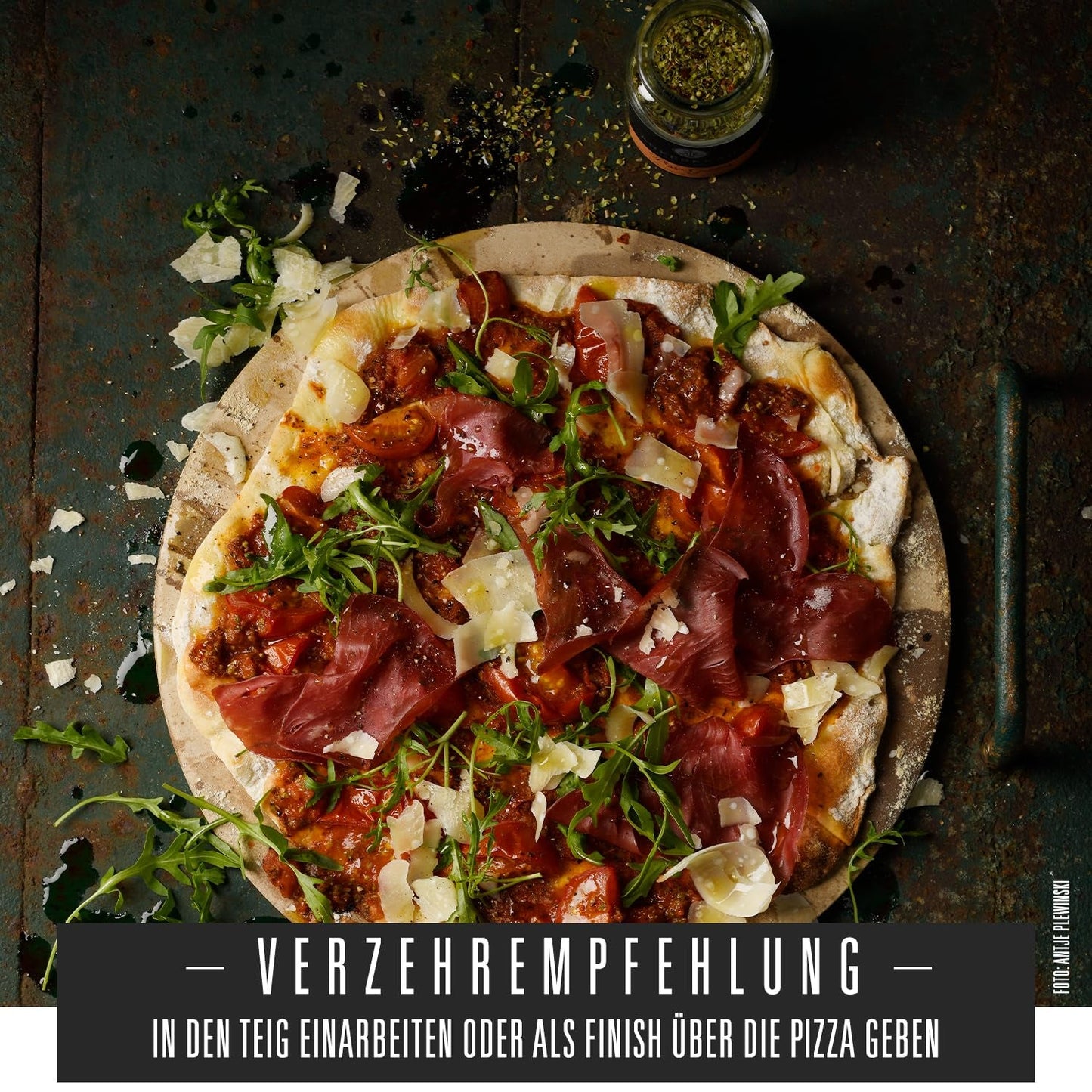 Ankerkraut Pizza, til original italiensk smag, som fra Steinofen, også til Pasta, Tomat-Mozzarella og mange andre retter, 45 g i korkglas