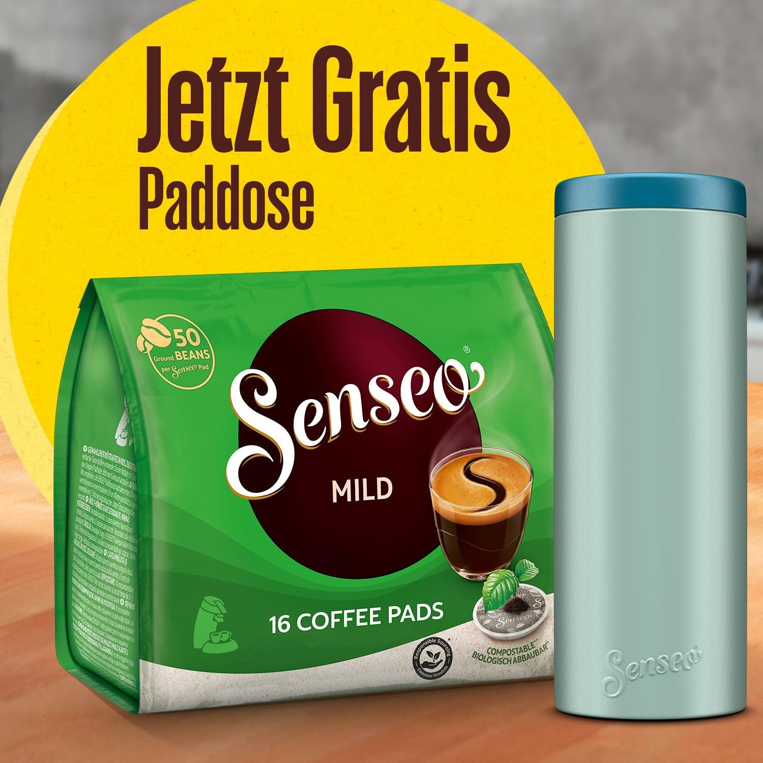 Pads Mild, 10 x 16 Getränke, 160 Kaffee Pods, inklusive Pad Dose