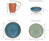 CreaTable, 22851, COUNTRY-serien, 24-delt porcelænssæt til 6, Porcelænskombinationsservice, Tåler opvaskemaskine og mikroovn, Kvalitetsfremstilling
