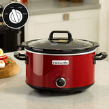 Crock-Pot Slow Cooker, 2 temperaturindstillinger + Hold varm funktion, 3,5 liter (3-4 personer), Rød [SCV400RD] Slow Cooker Naty Shop